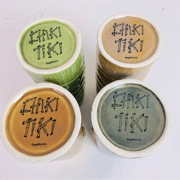 Set Of 4 Chiki Tiki Ceramic Tall Tiki Mugs 6” - Picture 3 of 11